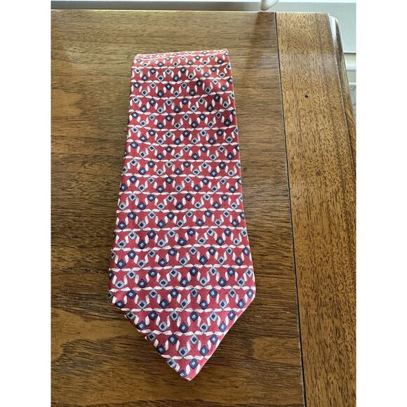 Vintage 90’s Jack Henry Silk Tie Red Blue Gray Diamond Pattern 4” x 58” - Picture 2 of 4